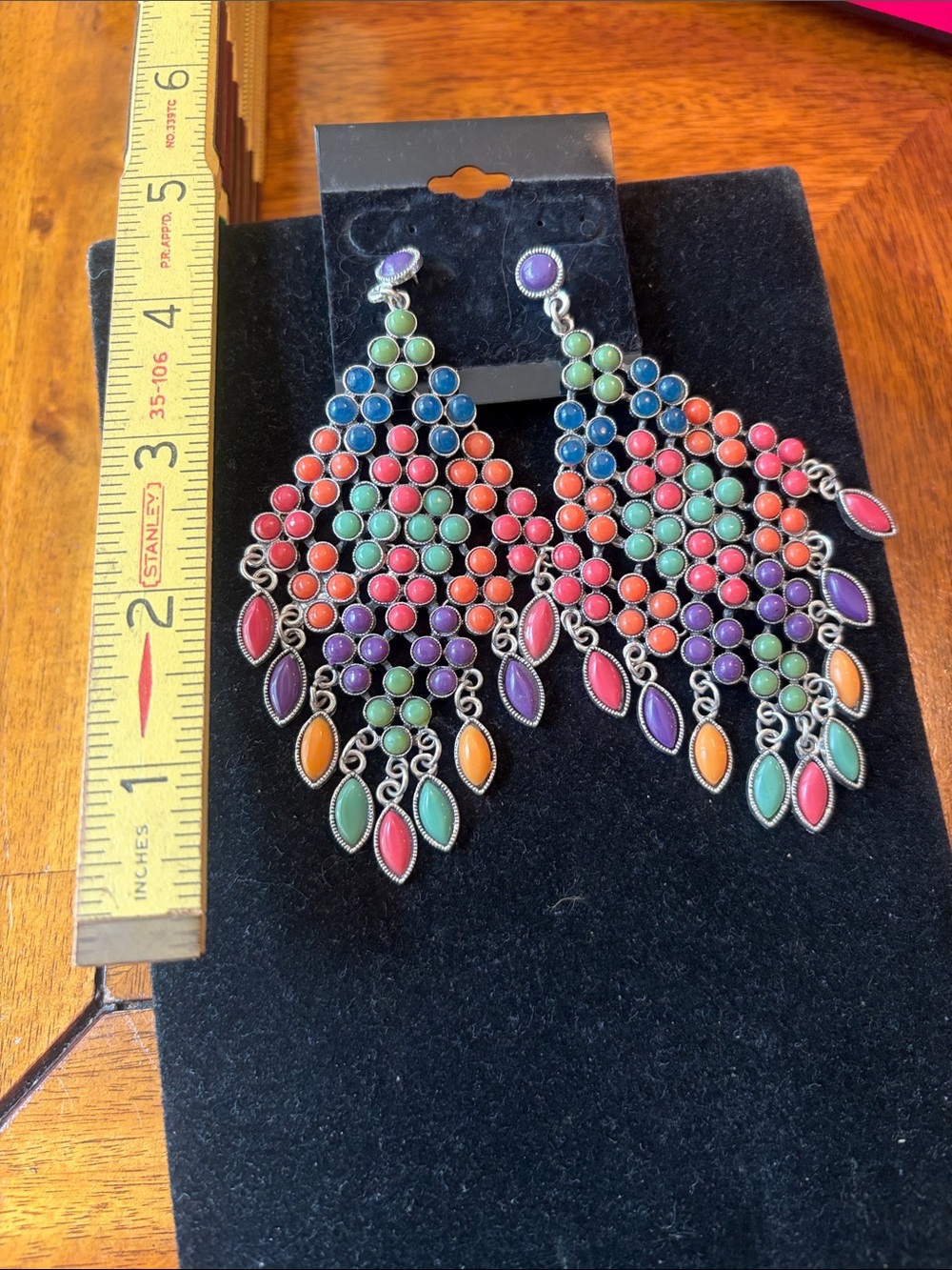 Colorful Multi-Gem Chandelier Drop Earrings - Vibrant Multi